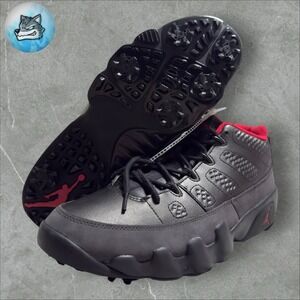Men's Nike Air Jordan 9 Retro Low Golf 'Charcoal Black/Red' FJ5934-002 Size 8.5